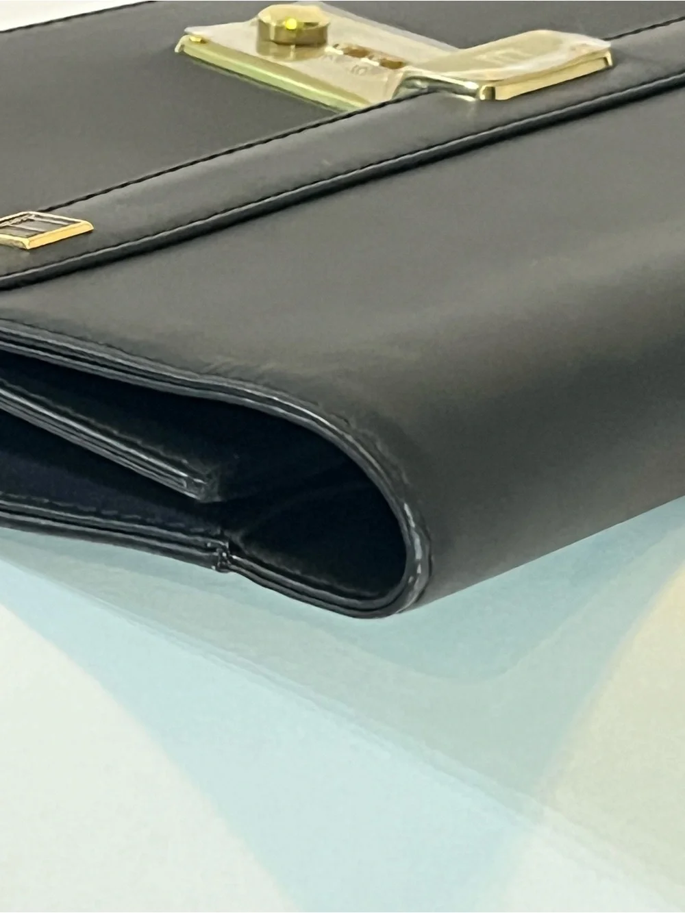 Dunhill Vintage Black Leather Clutch Gold Combination Lock Wristlet 🇮🇹